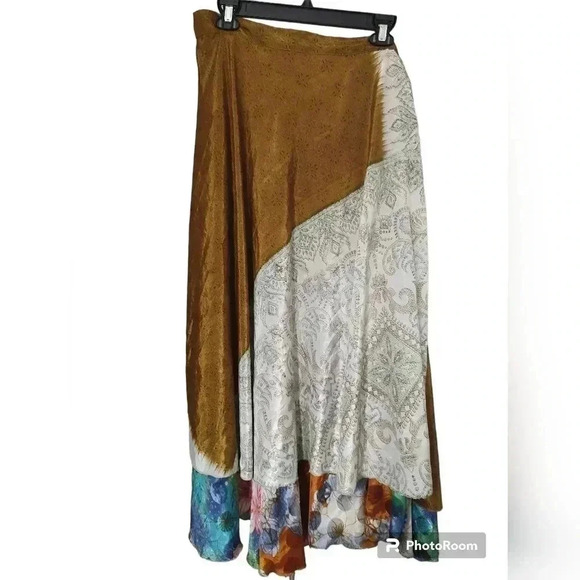 darn good yarn Dresses & Skirts - Darn Good Yarn silk Sari Wrap Skirt - 2-12 - Maxi Length